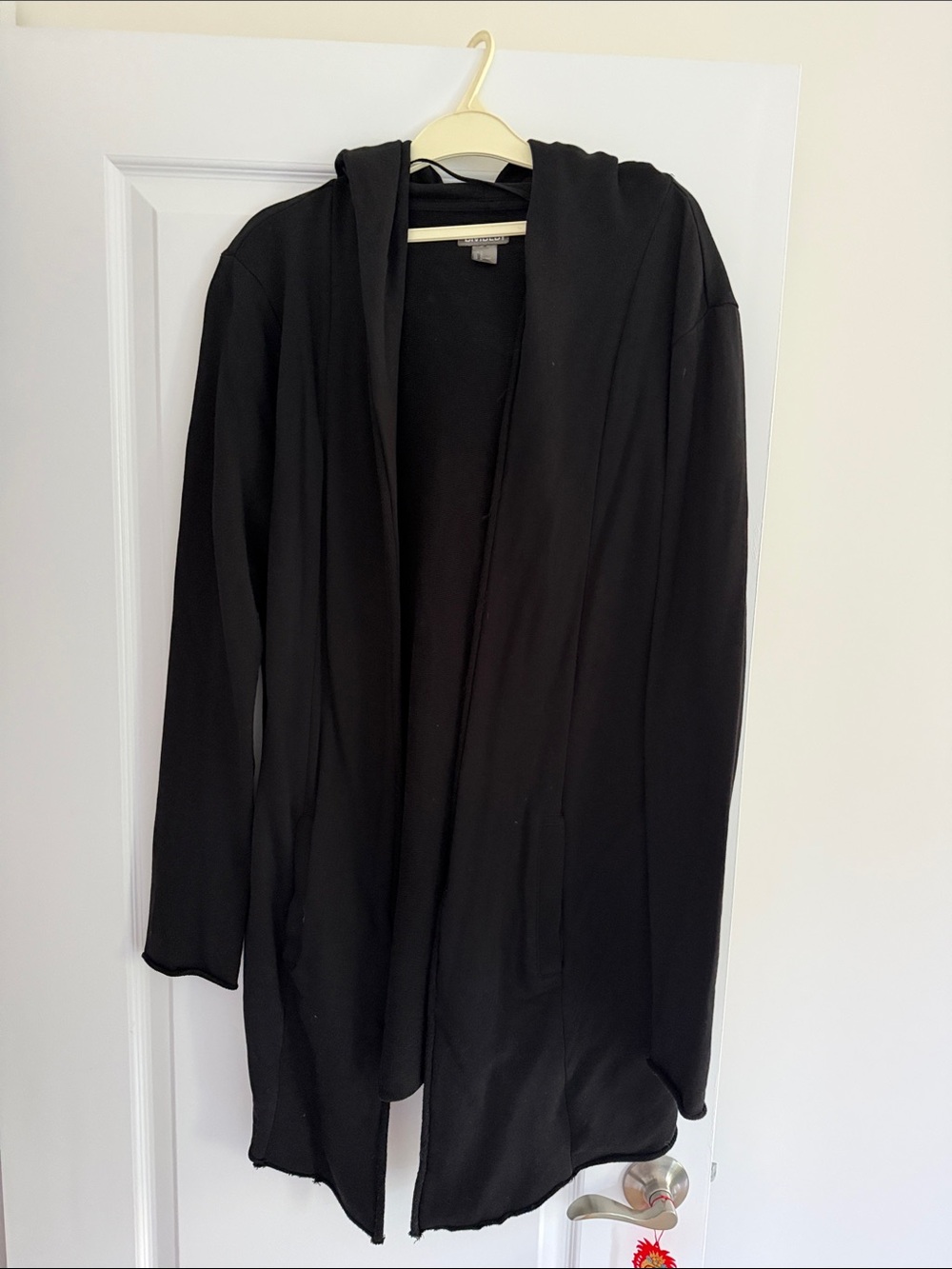 H&M Black Open Front Hooded Long Cardigan